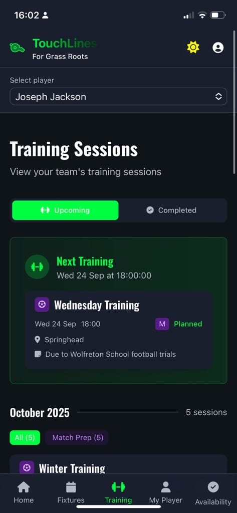 Parent training session view